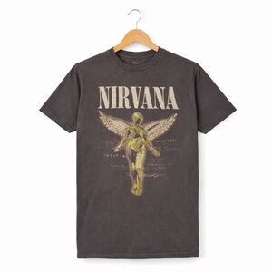 Nirvana In Utero Angel Band T-Shirt Black Graphic Tee Vintage Style Size Small
